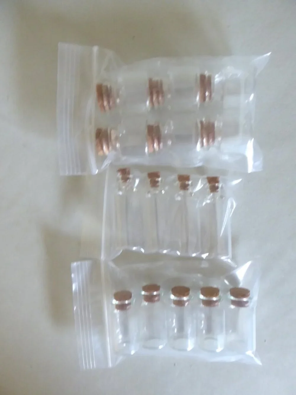 NEW MINI CLEAR GLASS JARS VIALS CORK STOPPERS MINIATURE 3 SIZES (LOT OF 15)